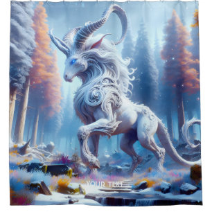 Rideaux De Douche Chimère blanche mignonne Imaginaire hiver