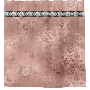 Rideaux De Douche Chimeur rose en or avec diamants à travers