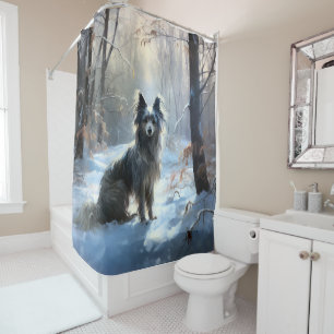 Rideaux De Douche Chinois Crested Laisser Il Neige Noël