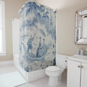 Rideaux De Douche Chinoiserie bleue et blanche