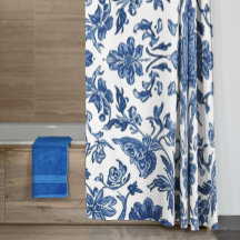 Chinoiserie Florale Bleue Aquarelle Blanche