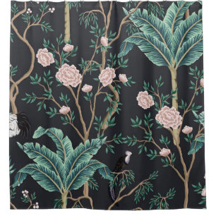 Rideaux De Douche Chinoiserie Oiseaux exotiques : Mur de bananier Vi