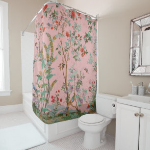 Rideaux De Douche Chinoiserie rose