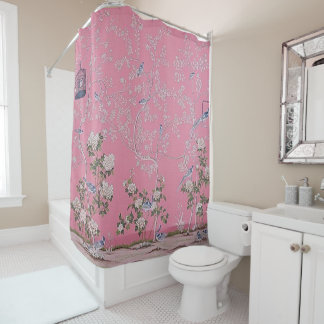 Rideaux De Douche Chinoiserie rose