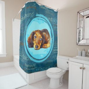 Rideaux De Douche Chiot à cheveux longs mignon de teckel