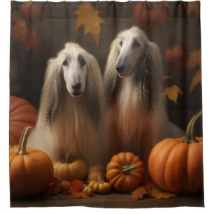 Rideaux De Douche chiot Afghan Hound Délice d'Automne Citrouille