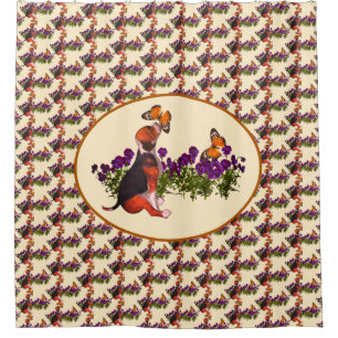 Rideaux De Douche Chiot beagle Et Papillons Animal