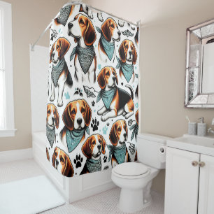 Rideaux De Douche Chiot Beagle vintage sans couture