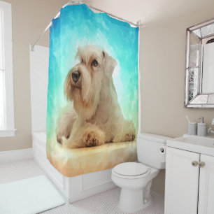 Rideaux De Douche Chiot blanc de Schnauzer miniature
