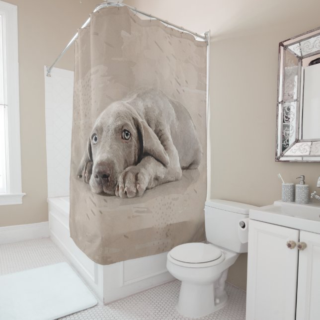 Rideaux De Douche Chiot de Weimaraner (En situation)