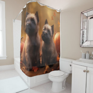 Rideaux De Douche Chiots Cairn Terrier Délice d'Automne Citrouille