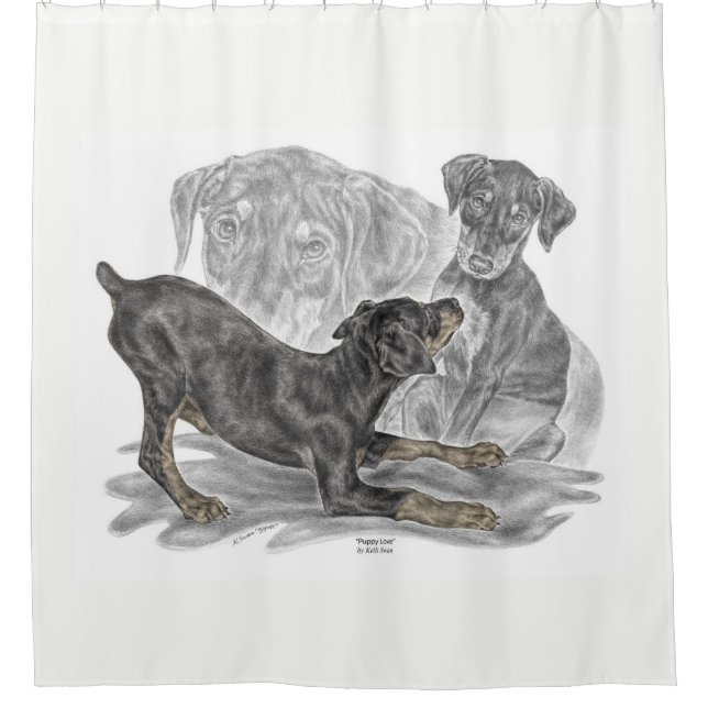 Rideaux De Douche Chiots Doberman Pinscher (Devant)