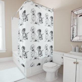Rideaux De Douche Chiots, teckel et maltais, amis