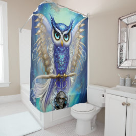 Rideaux De Douche Chouette à vapeur bleue