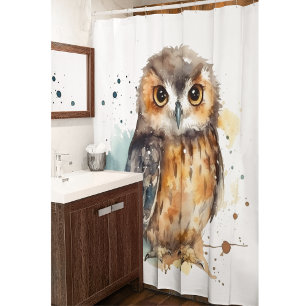 Rideaux De Douche Chouette mignonne en aquarelle