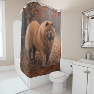 Rideaux De Douche Chow Chow à l'automne Feuilles automne Inspire