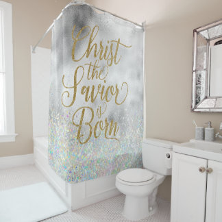 Rideaux De Douche Christ le Sauveur est né Noël