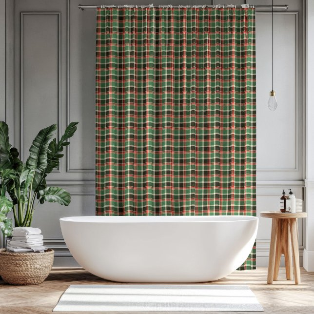 Rideaux De Douche Christmas Plaid Curtain Red Green Gift for Home (Christmas Plaid Curtain Red Green Gift for Home)
