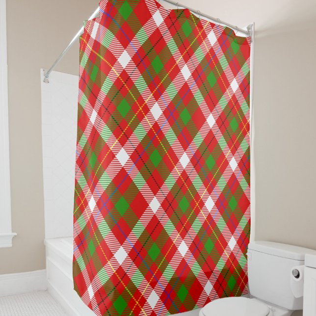 Rideaux De Douche Christmas Red Green White Flannel Plaid Design  (Créateur téléchargé)