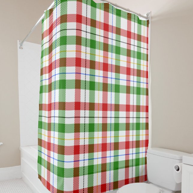 Rideaux De Douche Christmas Red Green White Flannel Plaid Design  (Créateur téléchargé)