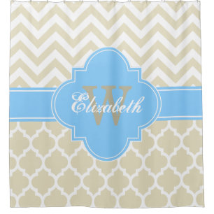 Rideaux De Douche Ciel beige bleu blanc marocain #5 Chevron 1IQRN