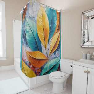 Rideaux De Douche Ciels illuminés Pièce maîtresse de feuille Abstr