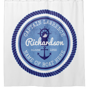 Rideaux De Douche cinquantième Capitaine Nautical Rope Anchor Helm