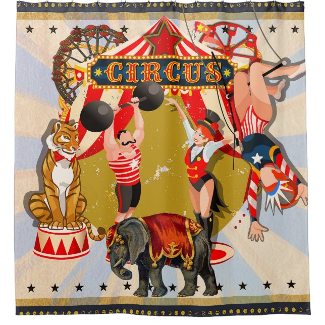 Rideaux De Douche Cirque Rétro Vintage (Devant)