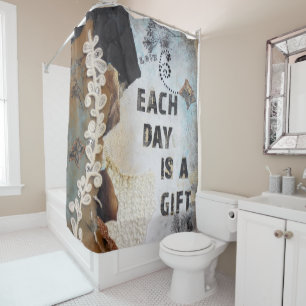 Rideaux De Douche Citation D'Art Médiatique Mixte Chaque Jour Est Un