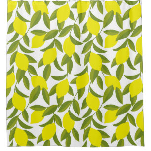 Rideaux De Douche Citronnier Art : Citrus jaune Motif sans couture