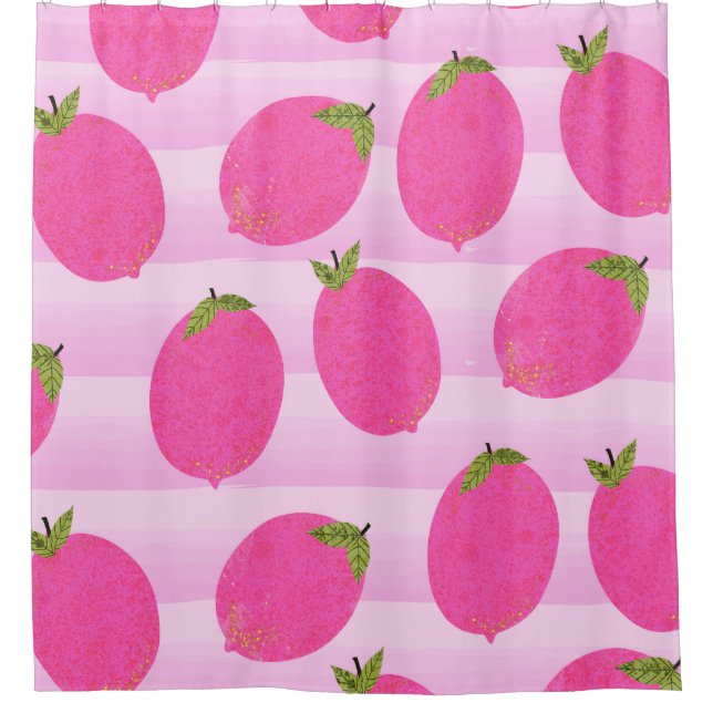 Rideaux De Douche Citrons roses Lemonade Fruits d'été Fun brillant (Devant)