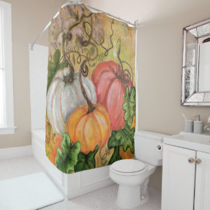 Rideaux De Douche Citrouille - Aquarelle