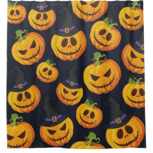 Rideaux De Douche Citrouille d'Halloween : Motif de sorcière Vintage