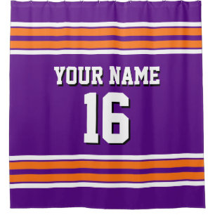 Rideaux De Douche Citrouille violet Orange Blanc rayures Sport Jerse