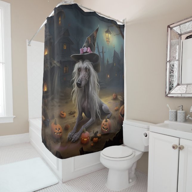 Rideaux De Douche Citrouilles chinois arrêtés Halloween effrayant (En situation)