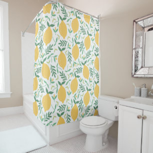 Rideaux De Douche Citrus de citron jaune Feuilles de verdure estival