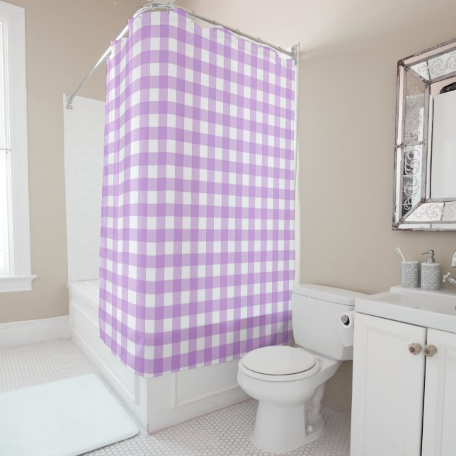 Rideaux De Douche Classic En vichy Vérifier Plaid Motif Lilac (En situation)