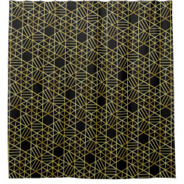 Rideaux De Douche Classy Black Gold Chic Motif géométrique Luxe