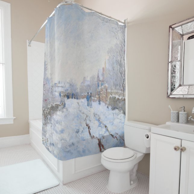 Rideaux De Douche Claude Monet - Scène de neige à Argenteuil (En situation)