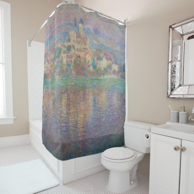 Rideaux De Douche Claude Monet - Vetheuil, coucher de soleil (En situation)