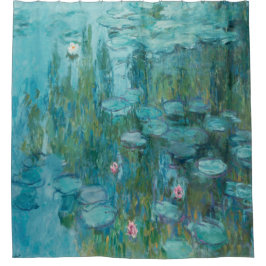 Rideaux De Douche Claude Monet, Water Lilies, 1915, Aqua Blue