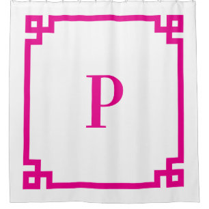 Rideaux De Douche Clé grecque rose chaud Monogramme simple