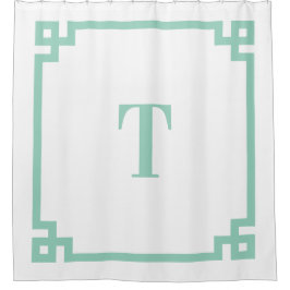 Rideaux De Douche Clé grecque Turquoise légère Monogramme simple