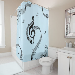 Rideaux De Douche Climacic G Clef Music Blue