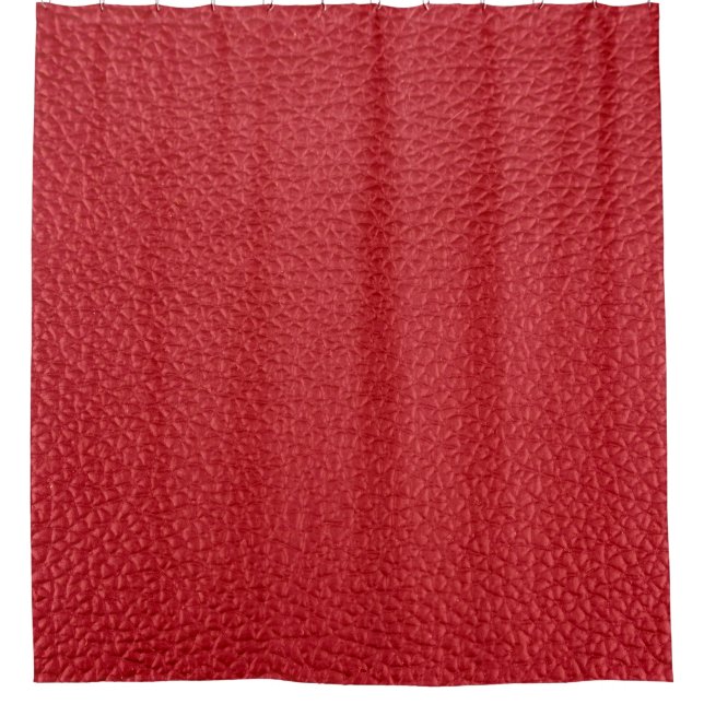 Rideaux De Douche Closeup en cuir artificiel rouge foncé. (Devant)