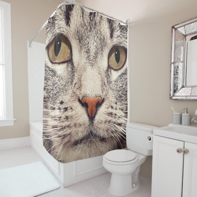 Rideaux De Douche Closeup Pet Cat Face Shower Curtain (En situation)
