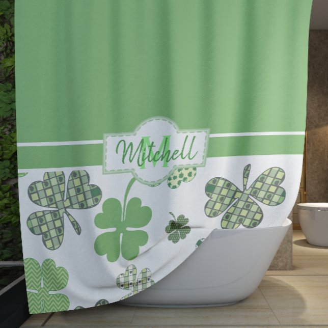 Rideaux De Douche Clover vert de la Saint Patrick (St Patrick's Day Green Clover Shower Curtain)