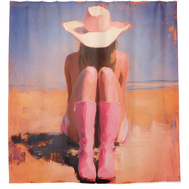 Rideaux De Douche Coastal Cowgirl sur la plage (Devant)