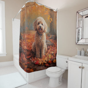 Rideaux De Douche Cockapou dans les feuilles d'automne automne autom