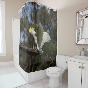 Rideaux De Douche Cockatoo Oiseau Parrot Étalant Ailes Australie